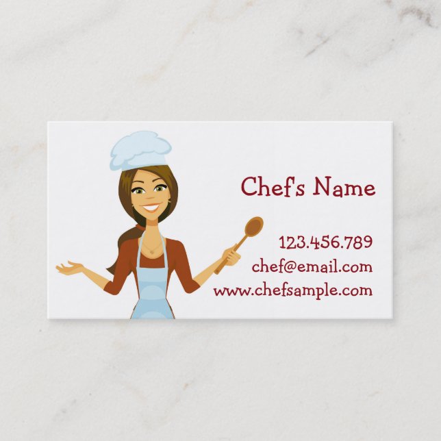 Cartoon Chef Woman Business Card (Front)