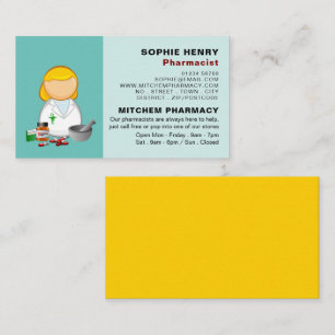 Cartoon Chemist, Pharmacy, Pharmacists Business Card