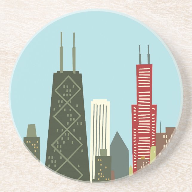 Cartoon Chicago Coaster (Front)