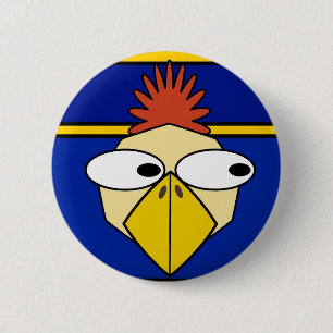 Cartoon chicken 6 cm round badge