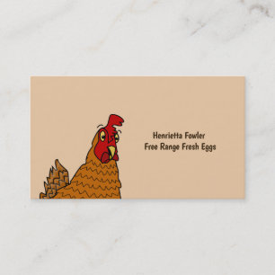 Cartoon Chicken Business Cards Eggs Farm Homestead