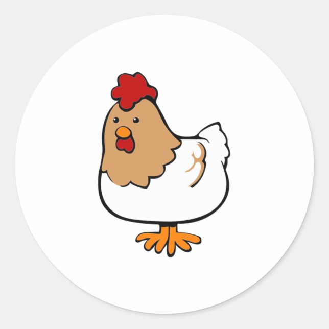 Cartoon Chicken Classic Round Sticker (Front)