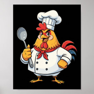 Cartoon Chicken Cook Rooster Chef Kitchen _1 Poster