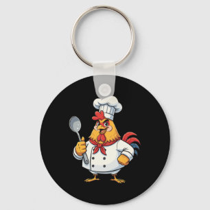 Cartoon Chicken Cook Rooster Chef Kitchen  Key Ring