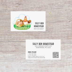 Cartoon Chicken Hen Egg QRCode Business Card