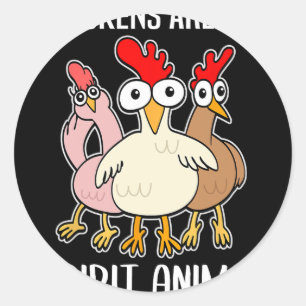 Cartoon Chicken Holder Chickens Spirit Animal Classic Round Sticker