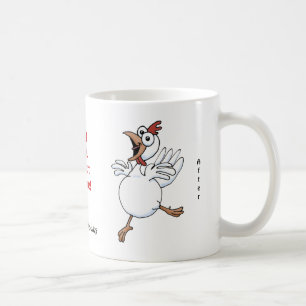 Cartoon chicken, "I feel fowl without caffeine". Coffee Mug