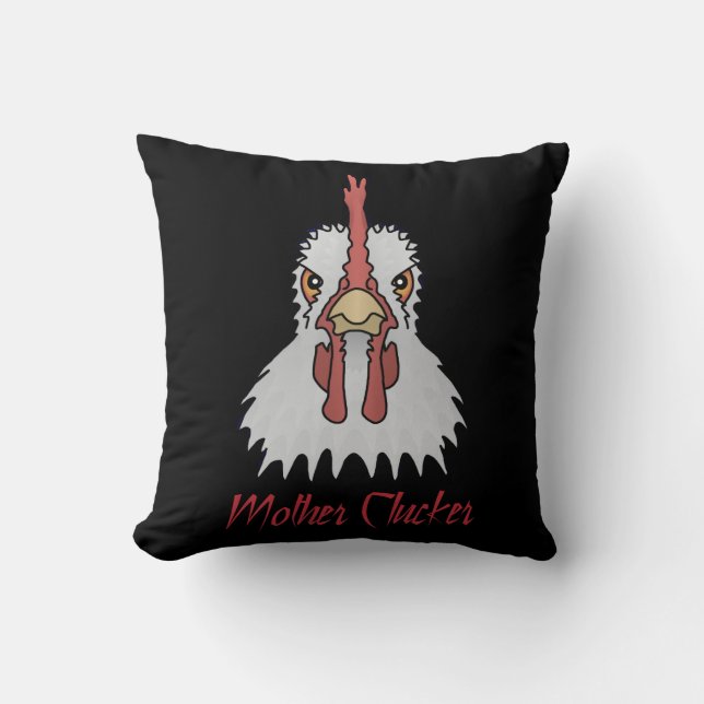 Cartoon Chicken Mother Clucker Throw Pillow (Front)