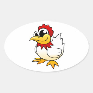 Cartoon Chicken Oval Sticker