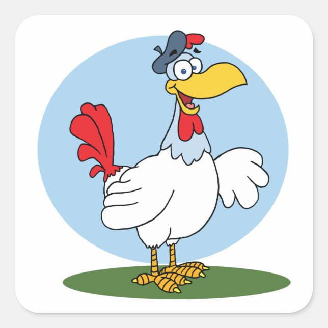 Cartoon Chicken Square Sticker (Front)