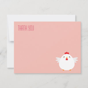 Cartoon Chicken (white) Flat Thank You Note Card