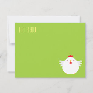 Cartoon Chicken (white)   Flat Thank You Note Card