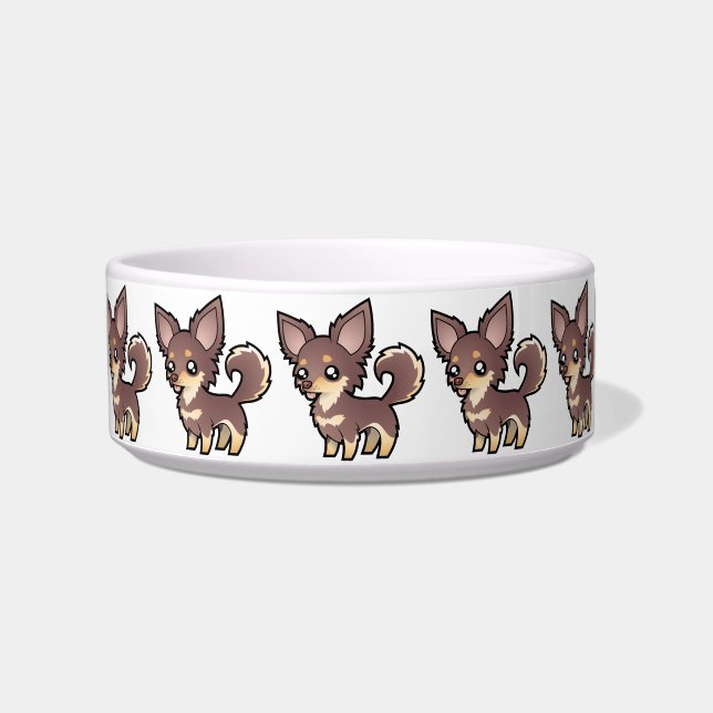 Cartoon Chihuahua (long coat) Bowl (Front)