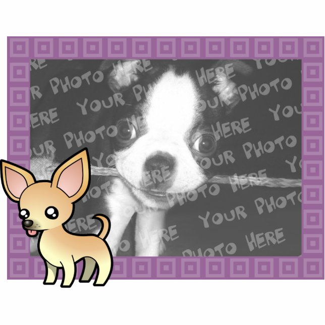 Cartoon Chihuahua Photo Frame (smooth coat) Photo Sculpture Magnet (Front)