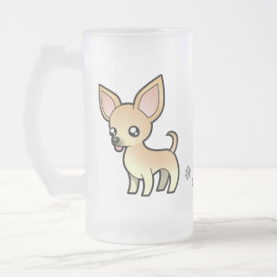 Cartoon Chihuahua (smooth coat) Frosted Glass Beer Mug