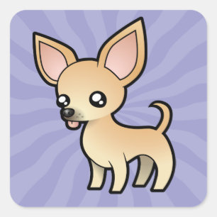Cartoon Chihuahua (smooth coat) Square Sticker