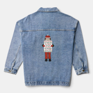 Cartoon Child holding Christmas Greetings Sign Denim Jacket