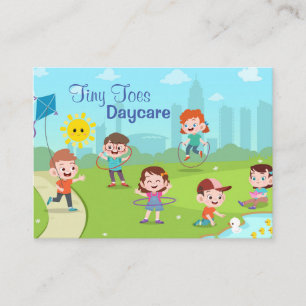 Cartoon Children Playing Child Daycare Business Card