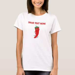 Cartoon Chilli Pepper With Custom Text T-Shirt