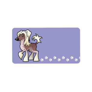 Cartoon Chinese Crested (hairless) Label