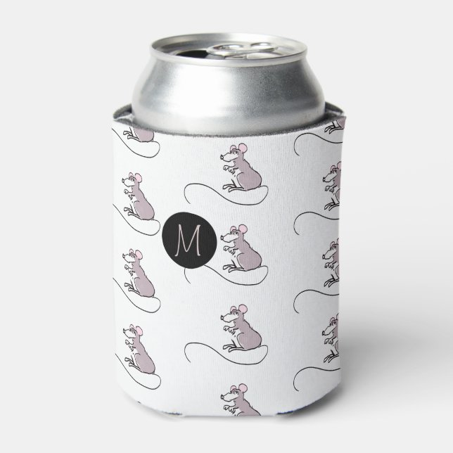 Cartoon Chinese Rat Year Zodiac Birthday Monogram Can Cooler (Can Front)