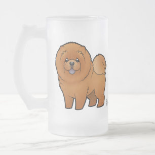 Cartoon Chow Chow Frosted Glass Beer Mug
