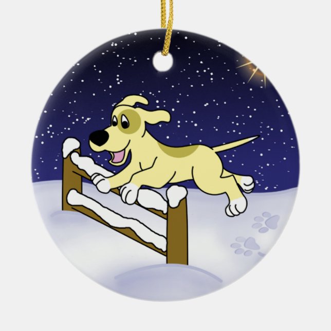 Cartoon Christmas Agility Dog Ornament (Front)