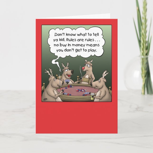Cartoon Christmas Card: Reindeer Games Holiday Card (Front)