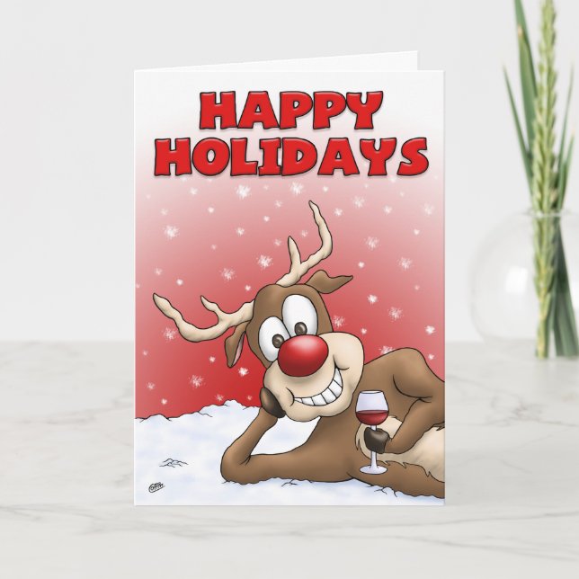 Cartoon Christmas Cards: Happy Holiday Deer (Front)
