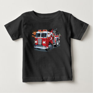 Cartoon Christmas firetruck Baby T-Shirt