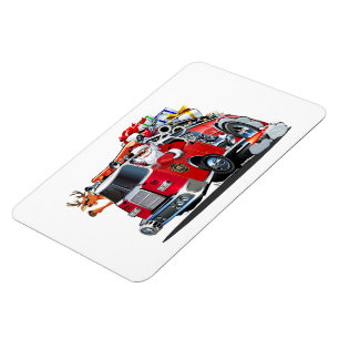 Cartoon Christmas firetruck Magnet