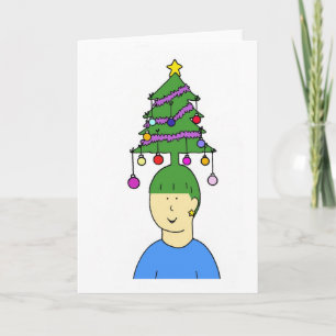 Cartoon Christmas Hairstyle Humour Holiday Card