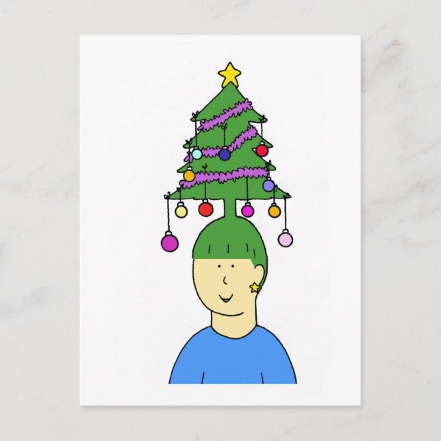 Cartoon Christmas Hairstyle Humour Holiday Postcard (Front)