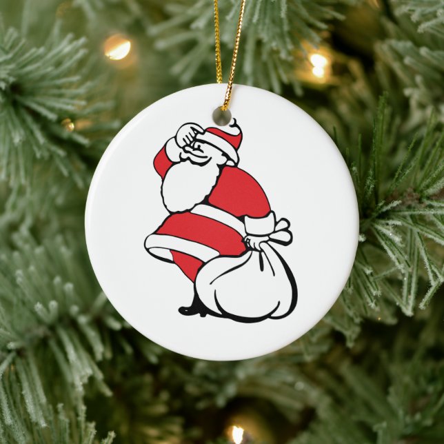 Cartoon Christmas Jolly Santa Claus, Sack of Toys Ceramic Tree Decoration (Tree)