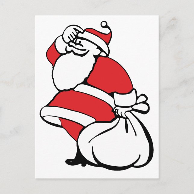 Cartoon Christmas Jolly Santa Claus, Sack of Toys Holiday Postcard (Front)