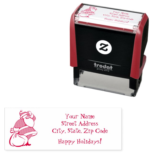 Cartoon Christmas Jolly Santa Claus, Sack of Toys Self-inking Stamp (In Situ)