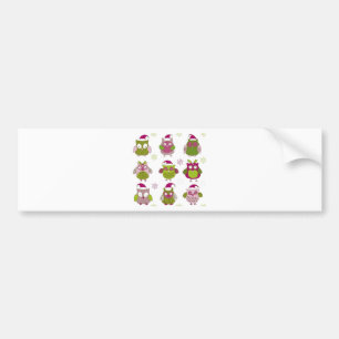 cartoon christmas owl cute vector bumper sticker