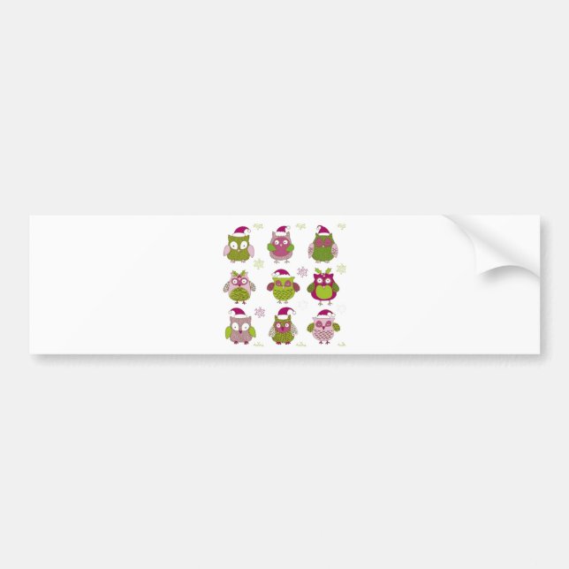 cartoon christmas owl cute vector bumper sticker (Front)