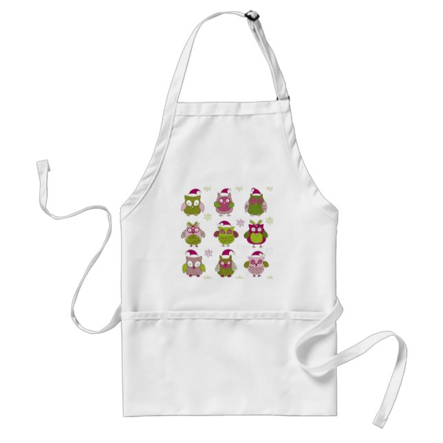 cartoon christmas owl cute vector standard apron (Front)