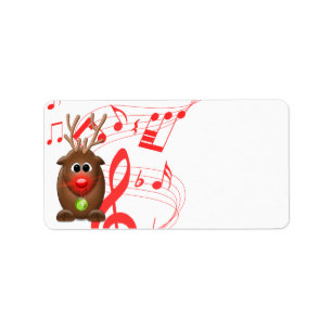 Cartoon Christmas Reindeer Blank Address Labels