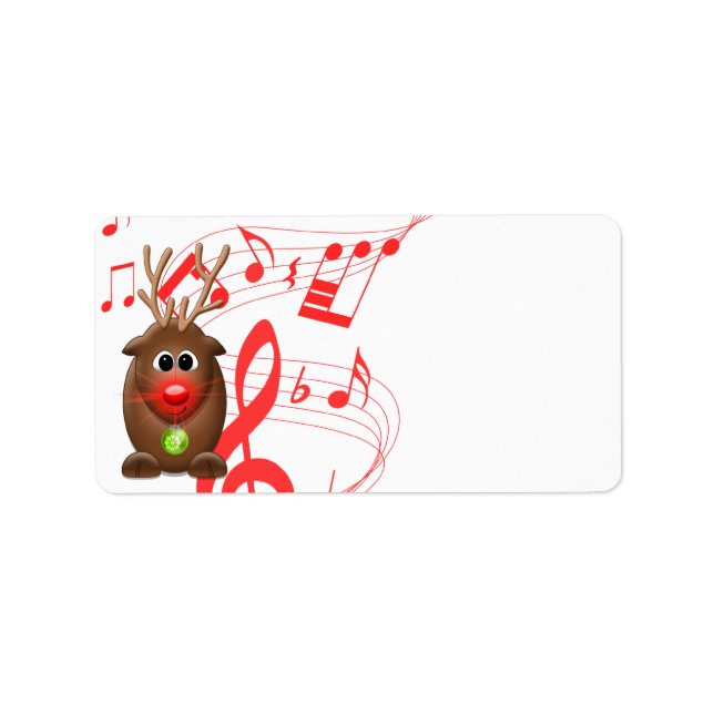 Cartoon Christmas Reindeer Blank Address Labels (Front)