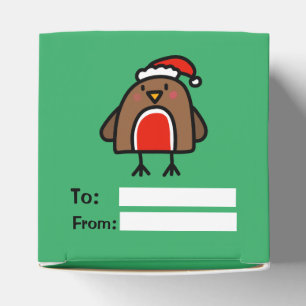 Cartoon Christmas Robin Fun Kids Favour Box