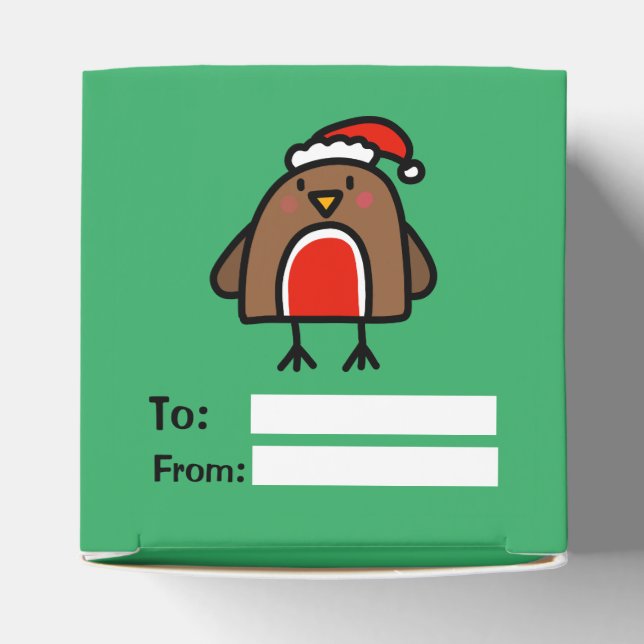 Cartoon Christmas Robin Fun Kids Favour Box (Top)