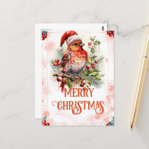 Cartoon Christmas Santa Claus Ice Skating Postcard