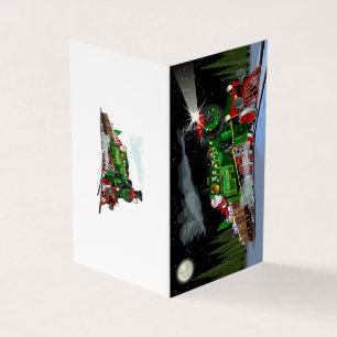 Cartoon Christmas train Postcard
