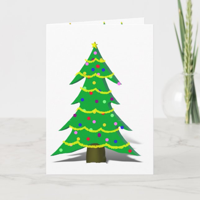 Cartoon Christmas Tree Holiday Card (Front)