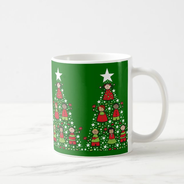 Cartoon Christmas Tree Kids Fun Whimsical Holiday Coffee Mug (Right)