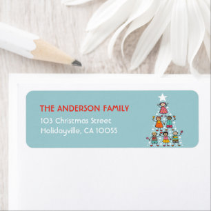 Cartoon Christmas Tree Kids Holiday Address Labels