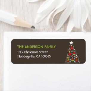 Cartoon Christmas Tree Kids Holiday Return Address