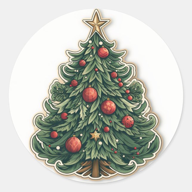 Cartoon Christmas Tree Sticker (Front)